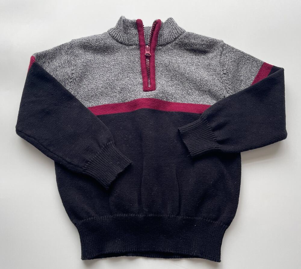 Toddler Boy's Andy & Evan Black and Gray Knit Quarter Zip Sweater Size 4T